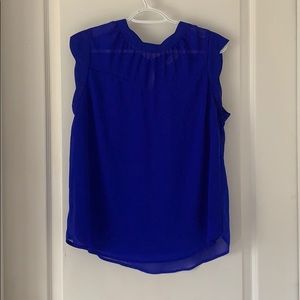 Royal Blue Blouse Scalloped Sleeves